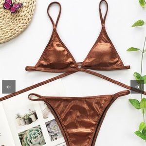 NEVER WORN BEFORE Sexy XS Golden Tini Bikini